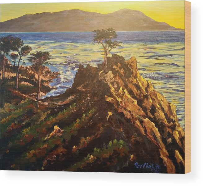 Glorious Wood Print featuring the painting Glorious sunset by Ray Khalife