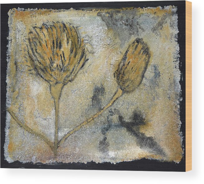 Fossils Wood Print featuring the painting Goldenrod Fossil by Toni Willey
