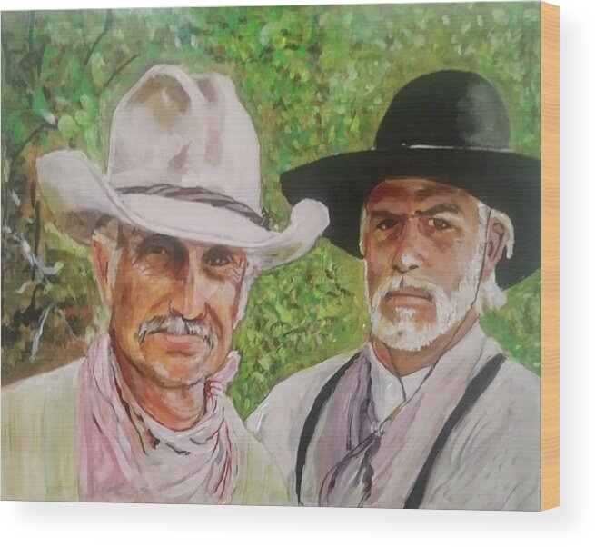 Cowboys Wood Print featuring the painting Gus and Woodrow by Mike Benton