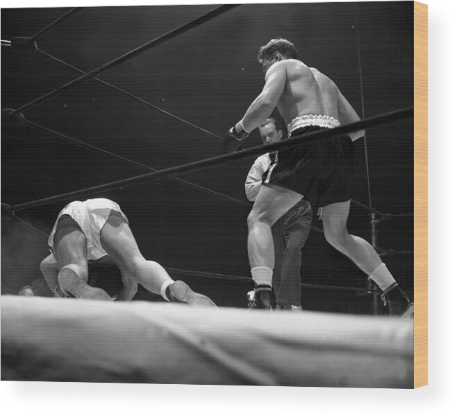 Heavyweight Wood Print featuring the photograph Gus Lesnevitch Vs Melio Bettina by New York Daily News