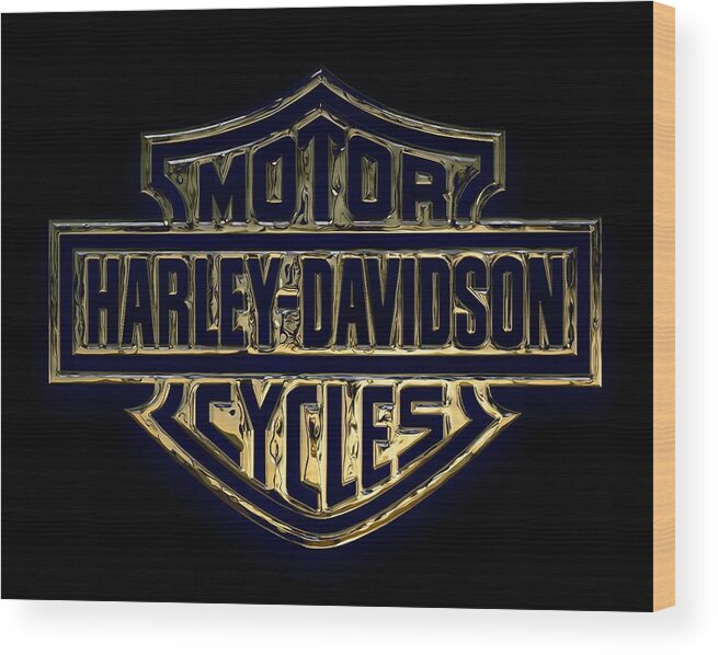 Harley Davidson Wood Print featuring the mixed media Harley Davidson Collection by Marvin Blaine