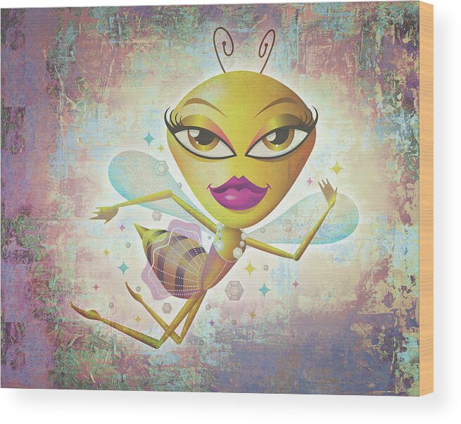 Honeybee Wood Print featuring the mixed media Honey Bee by Greg Simanson