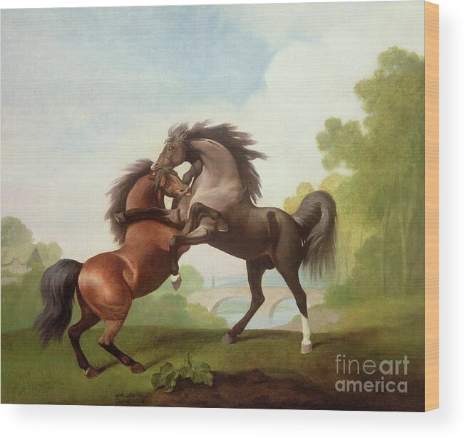 Art Wood Print featuring the painting Horses Fighting, 1791 by George Stubbs