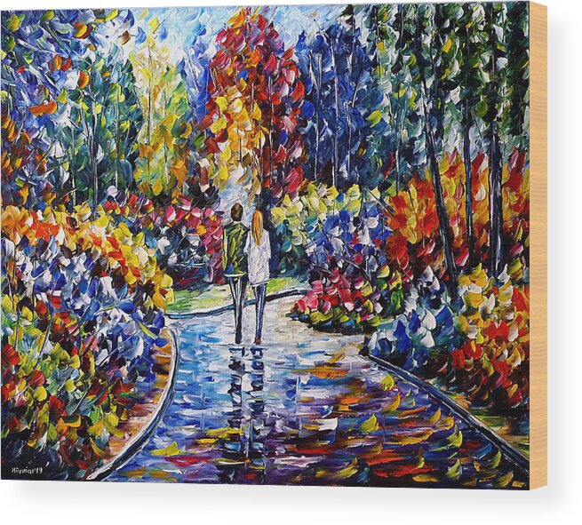Landscape Painting Wood Print featuring the painting In The Garden by Mirek Kuzniar
