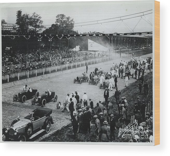 Crowd Of People Wood Print featuring the photograph Indianapolis Speedway Race by Bettmann