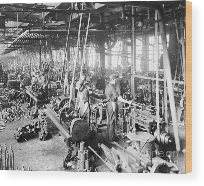 People Wood Print featuring the photograph Interior Of Automobile Factory Ww by Bettmann