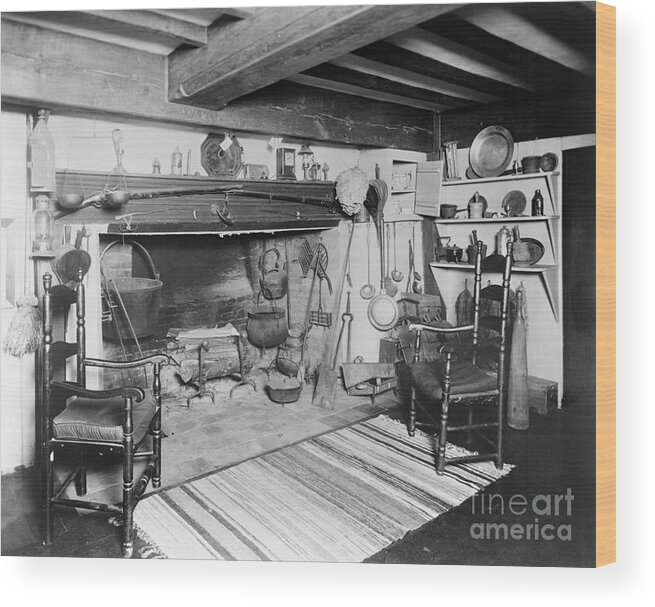 Lifestyles Wood Print featuring the photograph Interior Of Early American Furnished by Bettmann