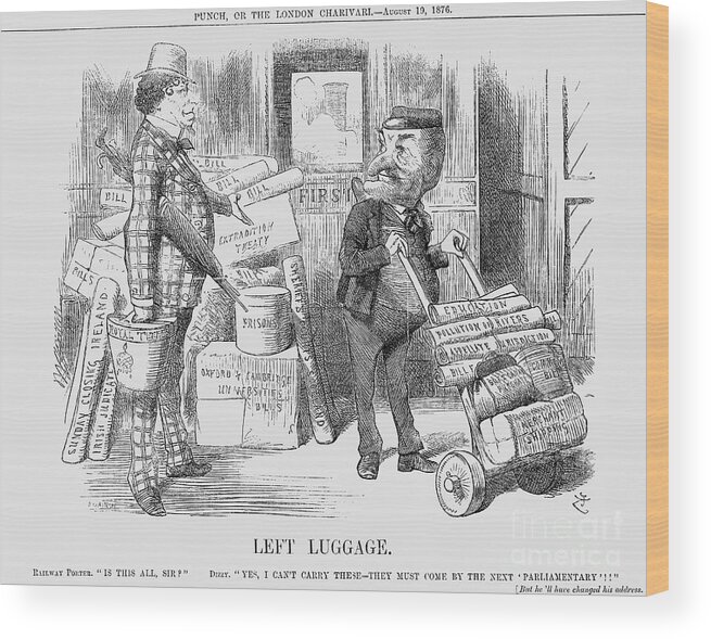 Engraving Wood Print featuring the drawing Left Luggage, 1876. Artist Joseph Swain by Print Collector