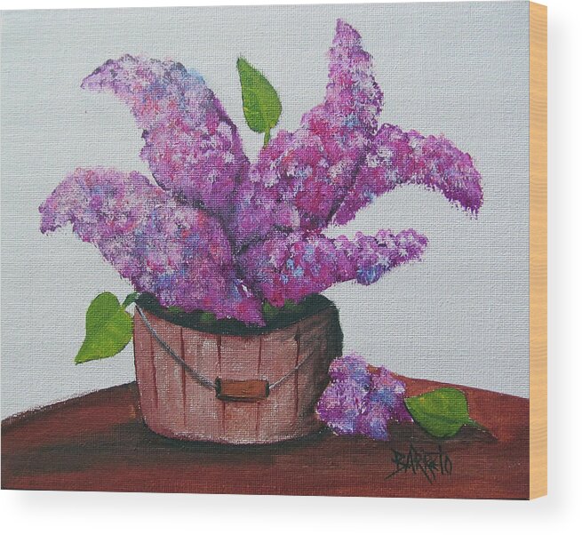 Lilacs Wood Print featuring the painting Lilacs by Gloria E Barreto-Rodriguez