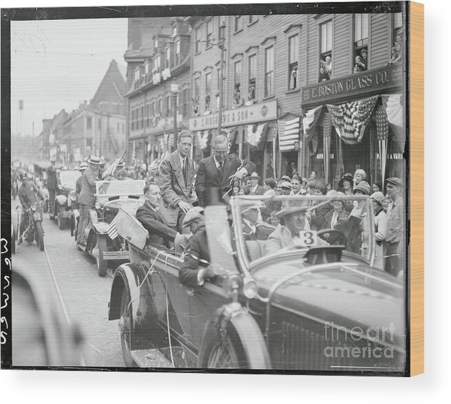 People Wood Print featuring the photograph Lindbergh Riding Through Boston by Bettmann