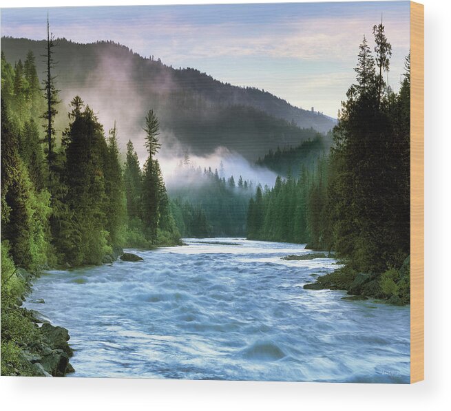 Idaho Scenics Wood Print featuring the photograph Lochsa River by Leland D Howard