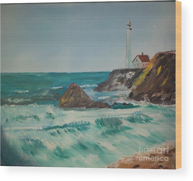 Lighthouse Wood Print featuring the painting Look Out # 42 by Donald Northup