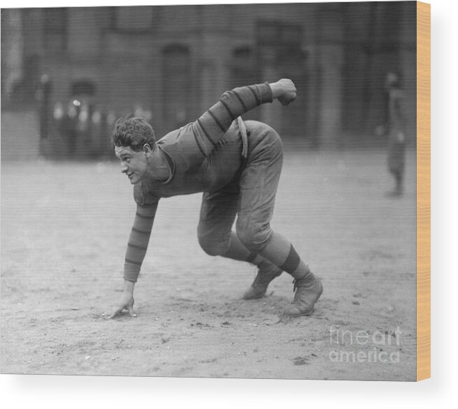 People Wood Print featuring the photograph Lou Gehrig Playing Football In High by Bettmann