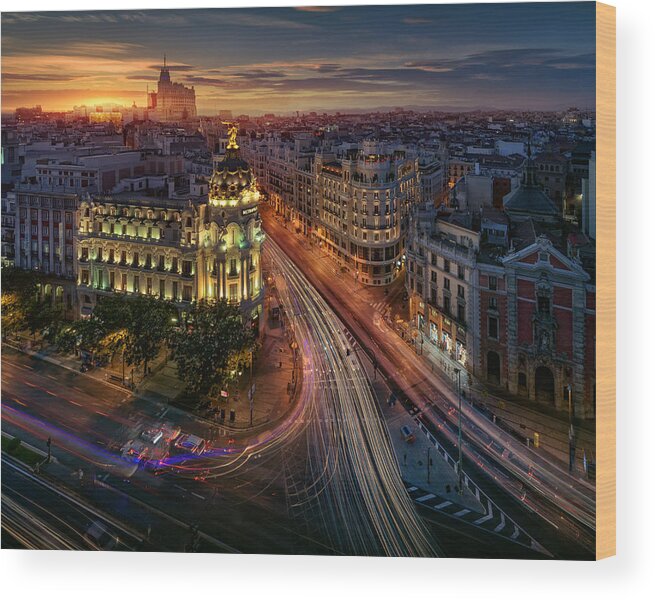 Metropolis Wood Print featuring the photograph Madrid Metropolis. by Juan Pablo De Miguel