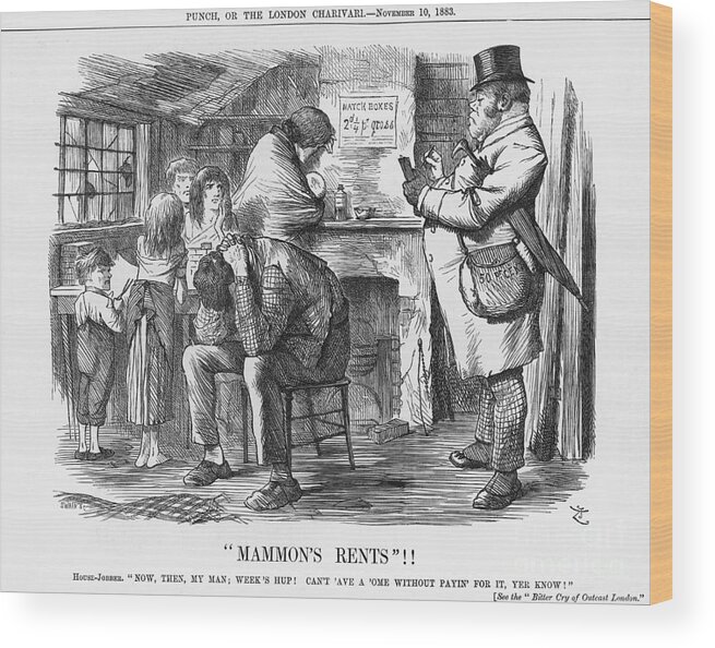 Engraving Wood Print featuring the drawing Mammons Rents, 1883. Artist Joseph Swain by Print Collector