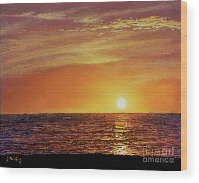 Sunset Wood Print featuring the painting Marco Island Sunset by Joe Mandrick
