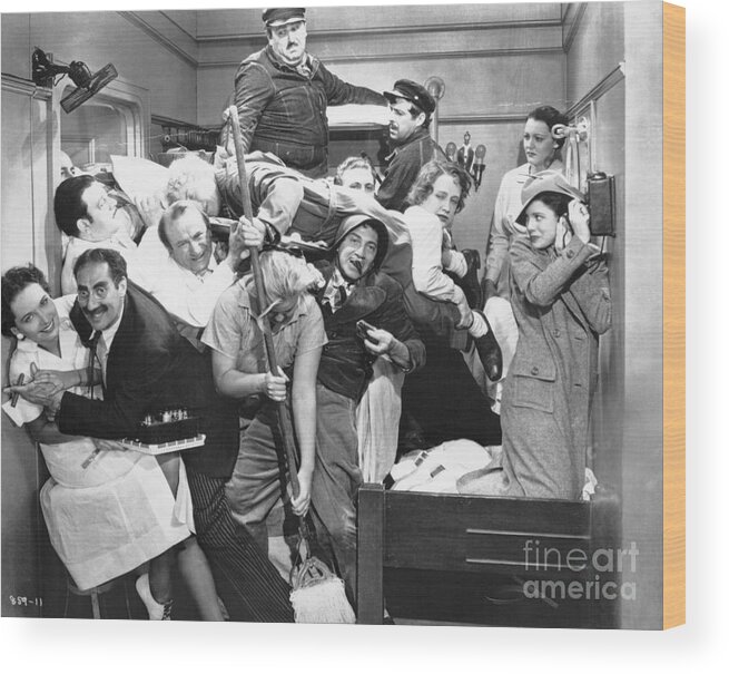 Mid Adult Women Wood Print featuring the photograph Marx Brothers In A Night At The Opera by Bettmann