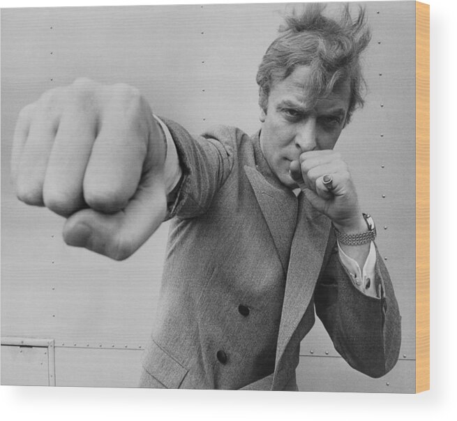 Michael Caine Wood Print featuring the photograph Michael Caine Throwing A Punch by Stephan C Archetti