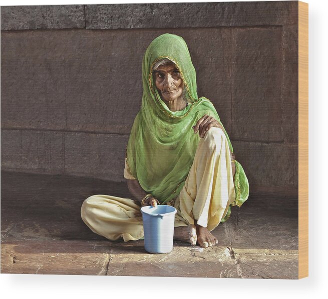 Beggar Woman Wood Print featuring the photograph Misery by Rajat Dhesi