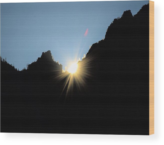 Morning Sun Wood Print featuring the photograph Morning Sun Between Peaks in the North Cascade Mountains of Washington State by Scenic Edge Photography