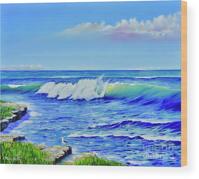 Ocean Wood Print featuring the painting Morning Tide by Mary Scott