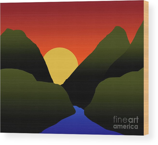 Mountains Wood Print featuring the digital art Mountain Sunset by Kirt Tisdale