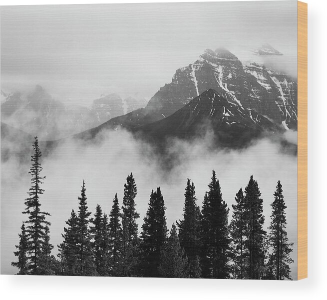 Misty Mountains Wood Print featuring the photograph Mountains & Mist, Canada 99 by Monte Nagler