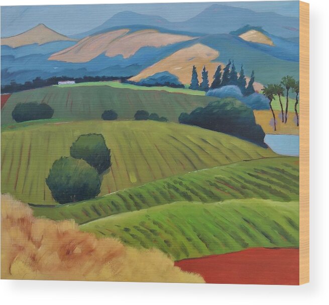 Napa Wood Print featuring the painting Napa with mo paint and mo trees by Gary Coleman