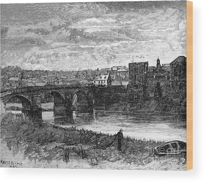 Engraving Wood Print featuring the drawing Newport Castle And Bridge, Newport by Print Collector