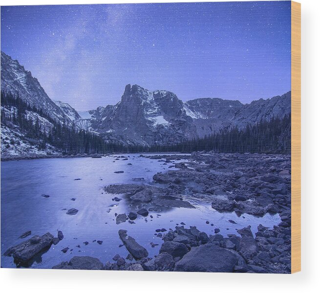 Rocky Mountain National Park Wood Print featuring the photograph Notchtop Mountain Stars by Aaron Spong