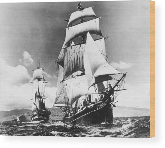 Finance Wood Print featuring the photograph Ocean Schooners by American Stock Archive