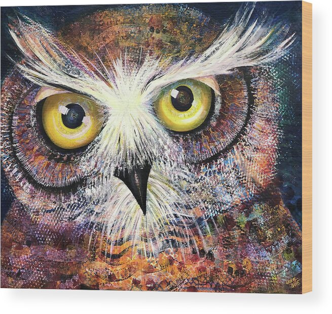 Owl Wood Print featuring the painting OL First Place by Laurel Bahe