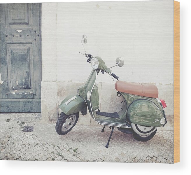 Vespa Wood Print featuring the photograph Olive Vespa by Lupen Grainne