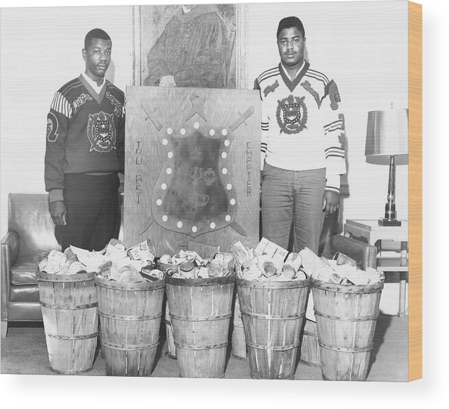 Event Wood Print featuring the photograph Omega Psi Phi Members With Baskets by North Carolina Central University