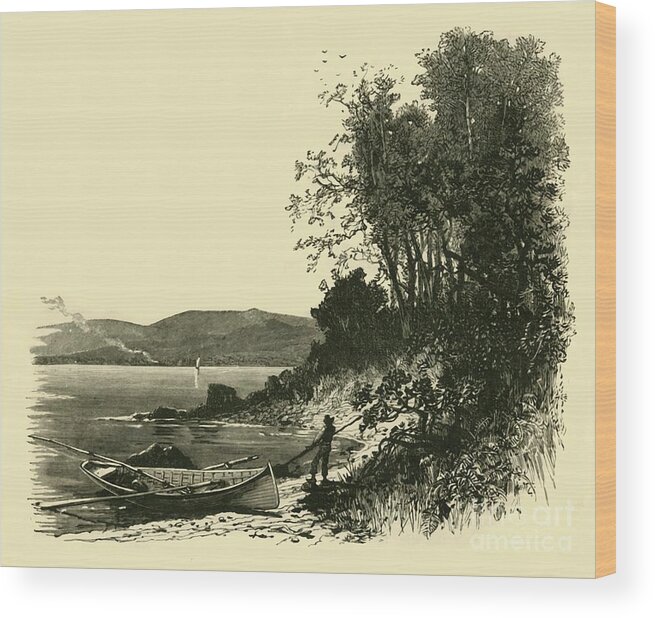Scenics Wood Print featuring the drawing On The Forth by Print Collector