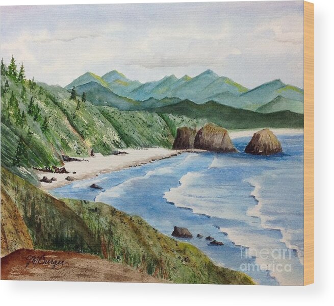 Coast Wood Print featuring the painting Oregon Coast by Joseph Burger