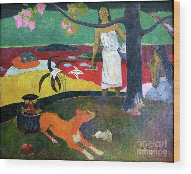 Paul Gauguin Wood Print featuring the drawing Pastorales Tahitiennes, 1892. Artist by Print Collector