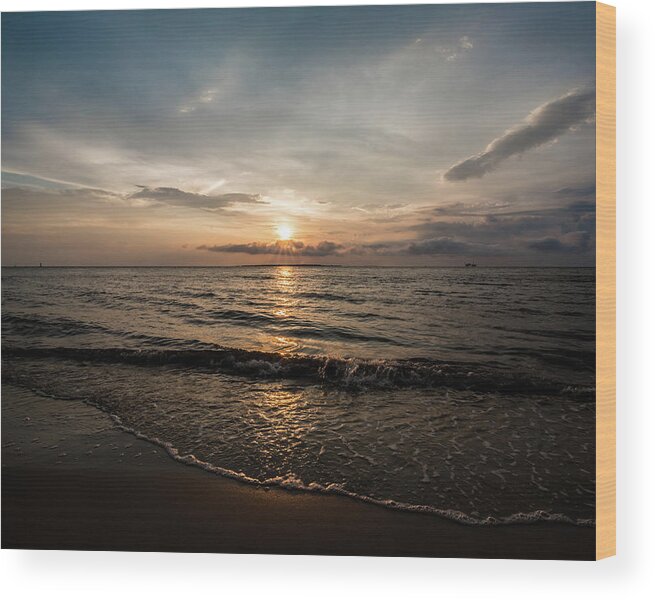 Ala Wood Print featuring the photograph Peach Sunset at the Beach by James-Allen