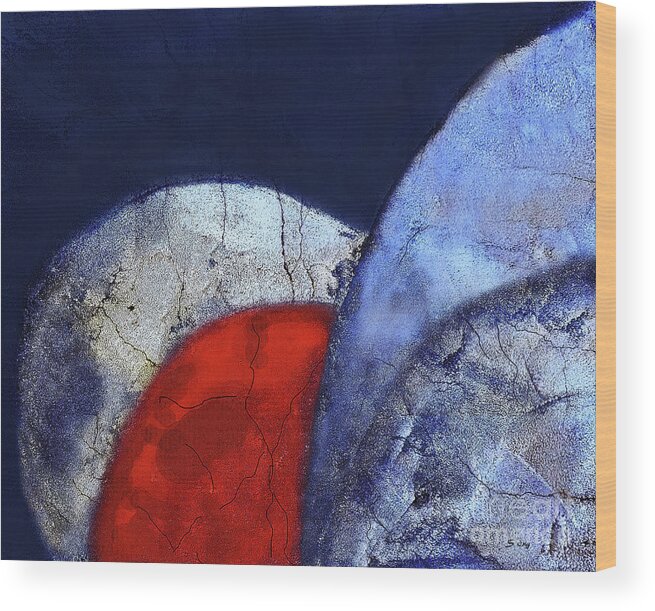Abstract Wood Print featuring the painting Planetary Conjunction 300 by Sharon Williams Eng