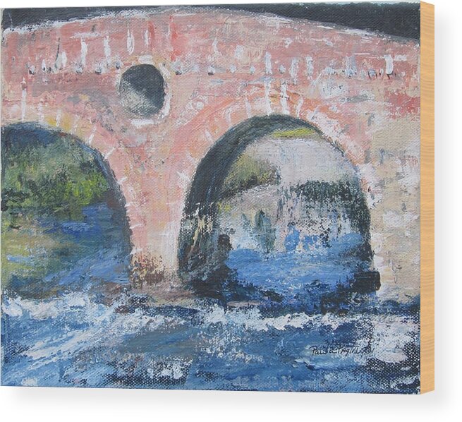 Acrylic Wood Print featuring the painting Ponte Pietra by Paula Pagliughi