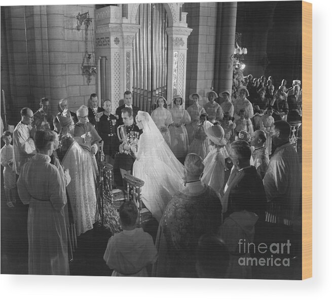 Tranquility Wood Print featuring the photograph Prince And Grace Wed In Cathedral by Bettmann