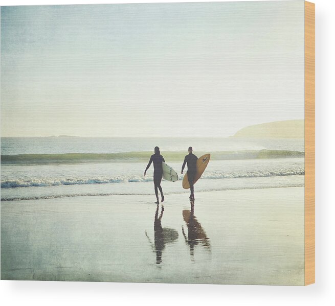 Surfers Wood Print featuring the photograph Pull of the Tide by Lupen Grainne
