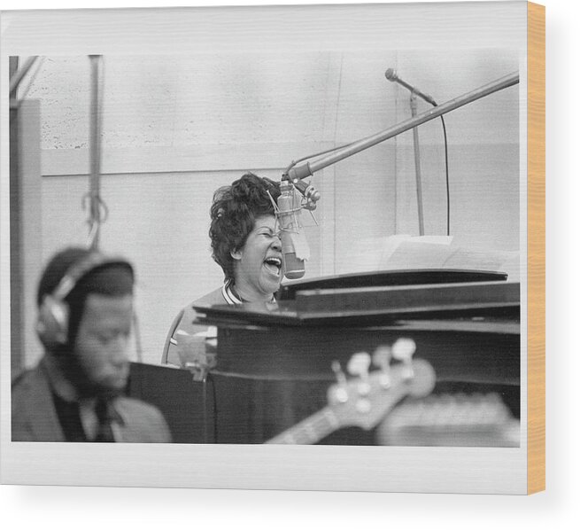 The Weight Wood Print featuring the photograph Queen Of Soul Recording In Ny by Michael Ochs Archives