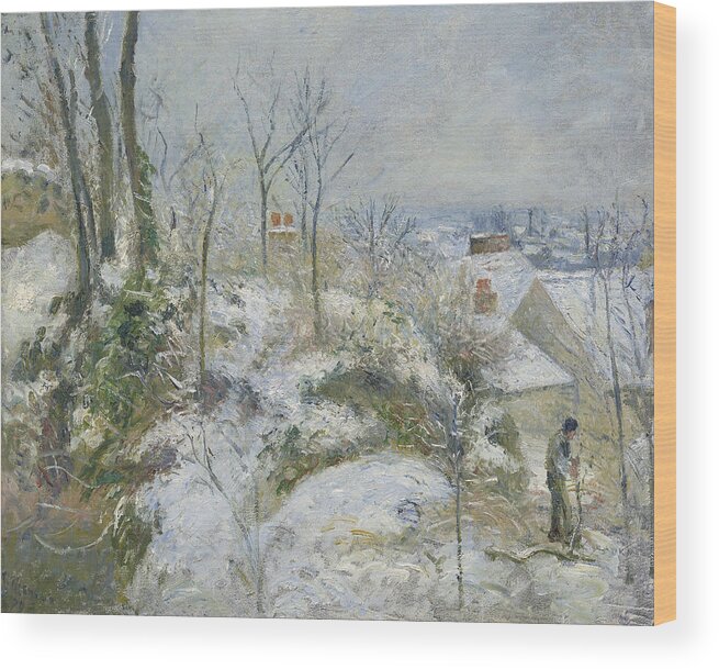 19th Century Art Wood Print featuring the painting Rabbit Warren at Pontoise, Snow by Camille Pissarro