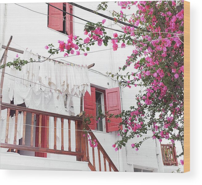 Greece Wood Print featuring the photograph Red Windows by Lupen Grainne