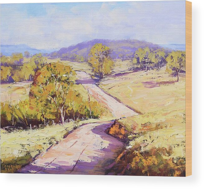 Nature Wood Print featuring the painting Road through Kanimbla by Graham Gercken