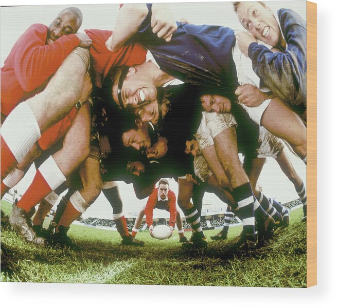 People Wood Print featuring the photograph Rugby Players In Scrum by Vcl/chris Ryan