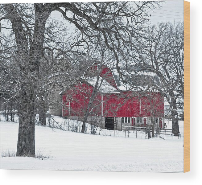 Red Barn Wood Print featuring the photograph Rural Red Barn by Billy Knight