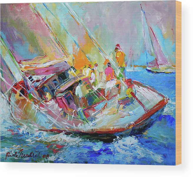 Sailboat Wood Print featuring the painting Sail by Richard Wallich