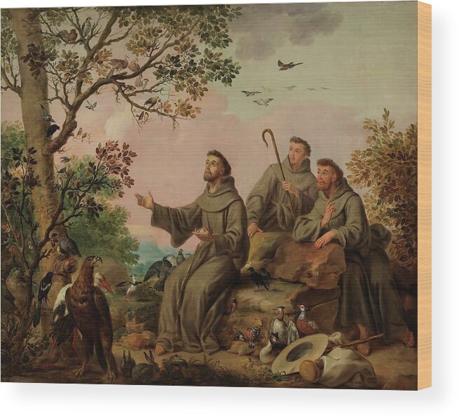 Antonio Carnicero Wood Print featuring the painting 'Saint Francis Preaching to the Birds'. 1788 - 1789. Oil on canvas. by Antonio Carnicero -1748-1814-